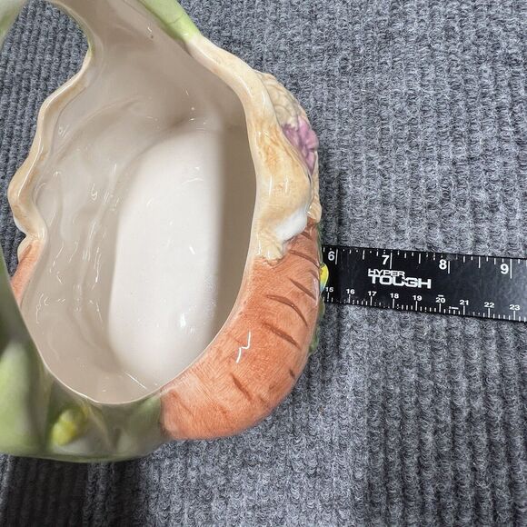 VTG Designpac Easter Basket Ceramic Rabbits Carrots 7”x‎ 6” Holiday Decorative - Picture 12 of 13